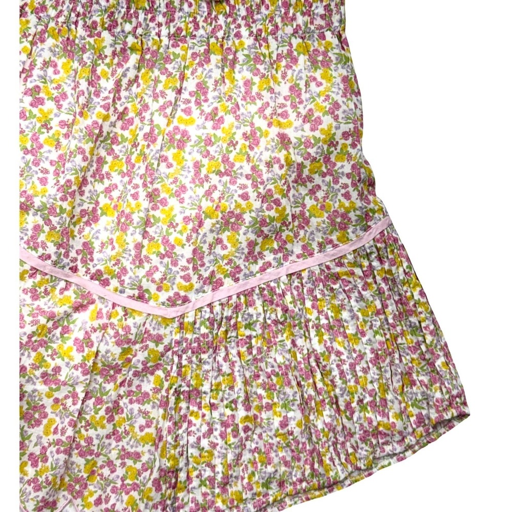 LoveShackFancy Floral Mini Skirt Size L Pink Yellow Cotton Boho Cottagecore - Picture 3 of 7